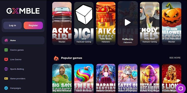Skjermbilde av Gxmble casino